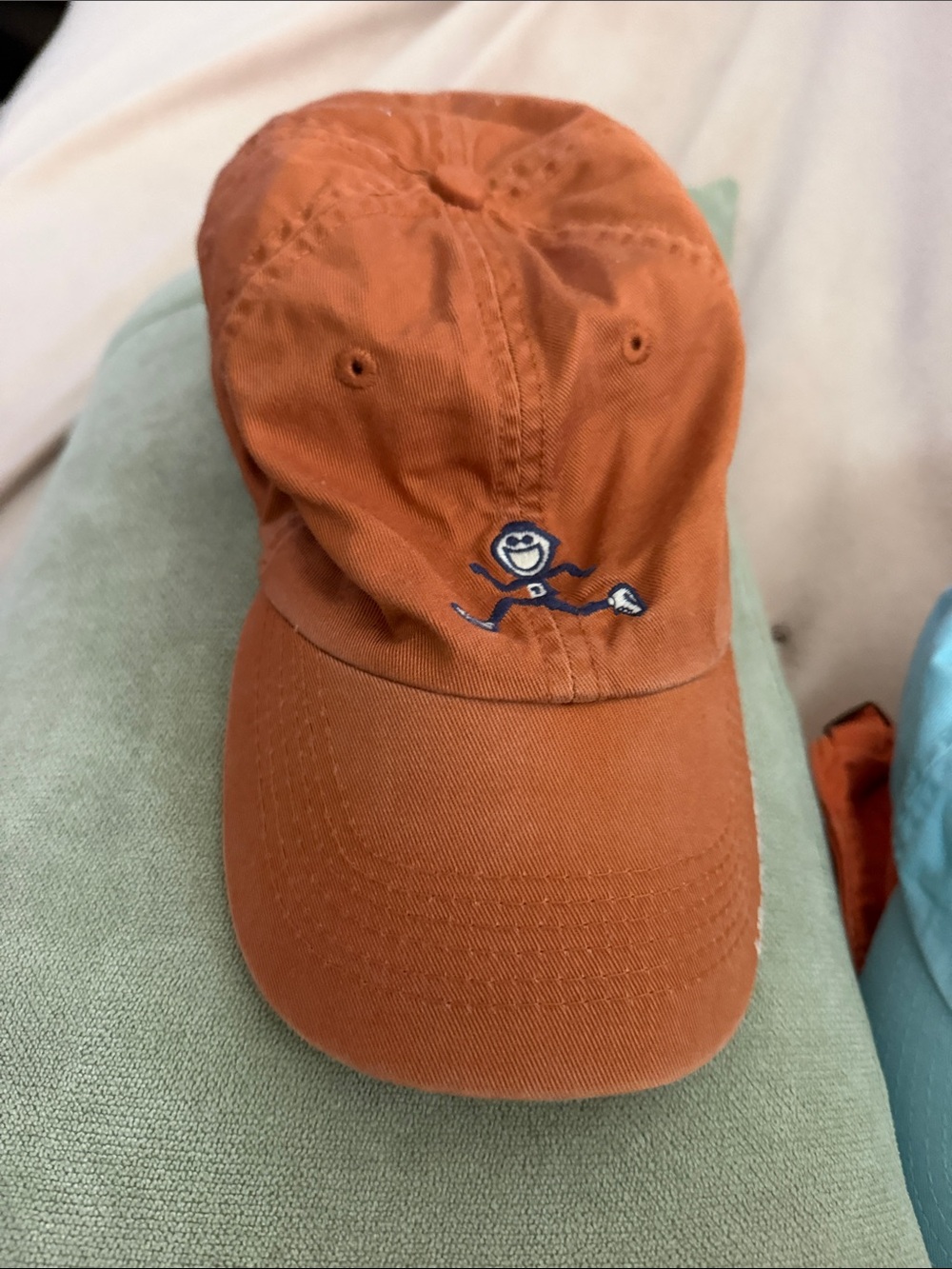 Life Is Good Orange Baseball Cap with Embroidered Running Character